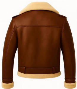 Veste d'hiver pour homme en cuir véritable, doublée polaire, col montant, boutons recouverts, coupe ample, décontractée et tendance, avec logo frontal - Product Image 4