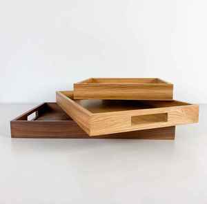 Plateau de service en bois massif fait à la main avec finition polie, design moderne et luxueux pour hôtel, restaurant et cuisine - Product Image 3