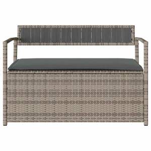 Banco de Almacenamiento para Jardín en Ratán Sintético Gris y Acero con Recubrimiento en Polvo, Elegante Banco para Patio - Product Image 4