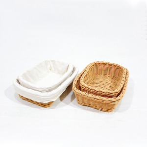New Design Eco-Friendly <b>Plastic</b> Wicker Durable Washable Oval Multifunction Storage <b>Basket</b> Fruit Bread Serving Tray - Product Image 1