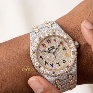 Reloj de Lujo Mecánico Esqueleto Baguette de 41mm con Diamantes, Esfera Árabe Única, Unisex, Plateado, con Moissanita Totalmente Incrustada, Movimiento ETA - Product Image 2