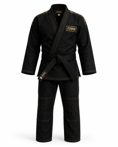 Kimono de judo F2WIN blanc en coton pour adulte unisexe, tenue d'arts martiaux avec bordure noire et logo, best-seller, respirant, OEM, poids du tissu 400g - Product Image 5