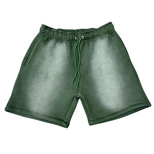 Shorts de jogging unis en molleton 100% coton, personnalisables, effet délavé soleil, délavé à l'acide vintage, ourlet brut, séchage rapide, pour le sport - Product Image 6