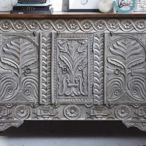 Carved Solid Wood <b>Sideboard</b> Cabinet Antique Brown Living Room Buffet Console <b>Storage</b> Cabinet - Product Image 2