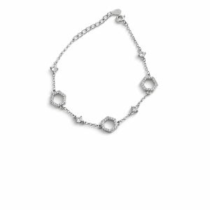 Pulsera de Plata 925 para Mujer con Diseño Hexagonal y Micro Pavé de Circonitas, Cadena Geométrica Minimalista, Regalo - Product Image 1