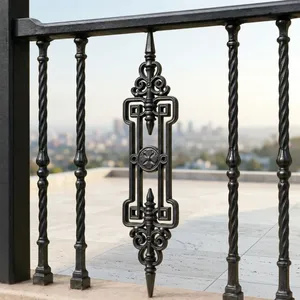 Barandilla de Balcón Tradicional de Hierro Fundido con Panel Decorativo Ornamental, Montada en la Pared para Uso en Exteriores - Product Image 1