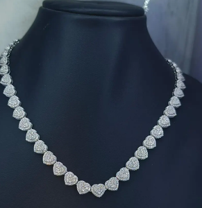 Luxury Heart Shape Moissanite Tennis Necklace Diamond Look Hip Hop Jewellery <b>Iced</b> Out <b>Chain</b> Romantic Gift - Product Image 2