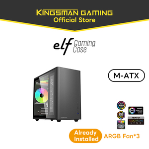 AITC KINGSMAN <b>M</b>-ATX ITX Tempered Glass Mid Tower PC Case Stock Product with 3 ARGB Fans - Product Image 2