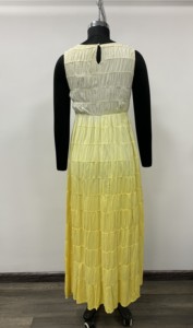 Yellow Strapless Pleated Maxi <b>Dress</b> A-Line <b>Loose</b> Casual <b>Summer</b> Solid Woven Polyester <b>Dress</b> - Product Image 2