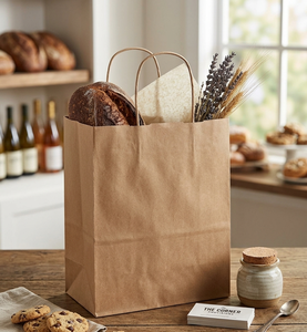 Bolsas de Papel Kraft Marrón de Diseño Clásico con Impresión Offset, 100% Recicladas, para Envasado de Alimentos, Pizza, Azúcar, Regalos y Promociones - Product Image 1