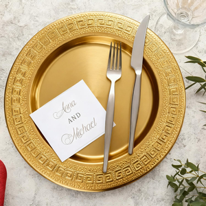 Grandes assiettes de présentation dorées réutilisables pour la vaisselle, élégantes pour la mise en table ronde, décoration de mariage, banquet et événements - Product Image 2