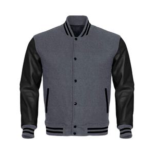 เสื้อแจ็คเก็ตหนังพรีเมียมแบบ Letterman ผสมผ้าขนสัตว์ ปิดกระดุม ชายเสื้อแบบริบ สไตล์ลำลอง สตรีทแวร์ แคมปัสแวร์ OEM ODM - Product Image 2