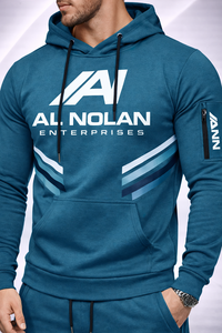 ชุดฮู้ดดี้และกางเกงผ้าฟลีซพิมพ์ลายโลโก้แบบ DTG สำหรับผู้ชาย - ชุดวอร์มโอเวอร์ไซส์ - Product Image 2