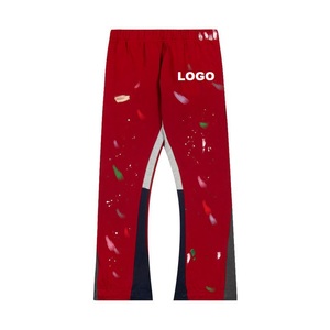 High Quality 100% Cotton Fleece Mens <b>Joggers</b> Street Wear Style Custom Print Wide Leg Baggy Fit Casual <b>Stacked</b> Flared Sweat Pants - Product Image 5