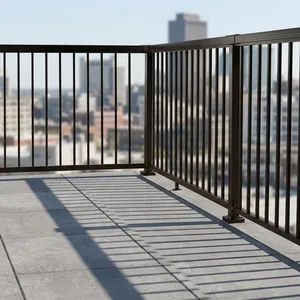 Barandilla Moderna de Metal Negro para Terraza con Barras Verticales, Pasamanos de Seguridad Resistente para Exteriores, para Balcón, Patio y Terrazas de Jardín - Product Image 1