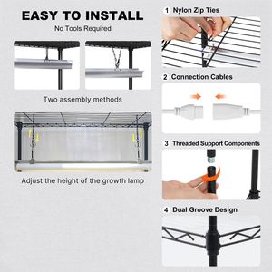 4-Tier 90W Full Spectrum Indoor <b>Plant</b> Stand with Grow <b>Light</b> 90W LED Shelf for Healthy <b>Plant</b> Growth - Product Image 3
