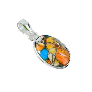 Colgante clásico de Plata de Ley 925 con piedra preciosa turquesa de cobre de ostra de corte ovalado para fiestas y regalos colgantes y dijes finos - Product Image 1