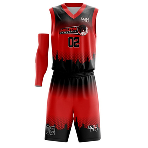 Tenue de basketball de haute qualité, confortable, à manches courtes, ensemble de maillots de basketball au meilleur design en rouge. - Product Image 2