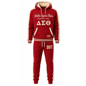 Conjunto Deportivo Delta Sigma Theta DST, Sudadera con Capucha y Pantalones, Color Rojo y Crema, Manga Larga, Ropa Casual para Adultos - Product Image 5