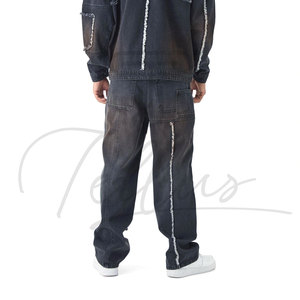 Jeans baggy pour hommes personnalisés avec logo OEM, jeans baggy pour hommes très vendus, jeans baggy droits pour hommes personnalisés - Product Image 3