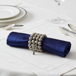 Antique Metal Beaded Napkin Rings Set | Vintage Bangle Style Napkin Holder | Luxury Dining Table Decor Wedding Party Accessories - Product Image 1