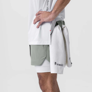 Shorts de sport pour hommes avec logo personnalisé, couche de compression et poche sécurisée pour téléphone, service OEM ODM - Product Image 3
