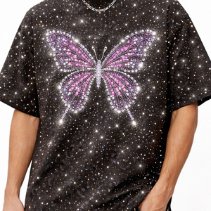 Camisetas con Pedrería Personalizadas, Ropa para Hombre, Nuevo Diseño Completo, Camisetas de Manga Corta para Hombre, 100% Algodón - Product Image 4