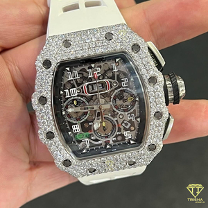 โครโนกราฟหน้าปัดลายโครงกระดูกสุดหรูพร้อมขอบเพชรเต็มรูปแบบและสายนาฬิกากลไกเย็นสุดหรูสำหรับผู้ชายและผู้หญิง - Product Image 2