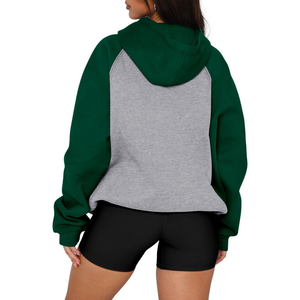 Sudadera con Capucha Oversize de Dos Tonos Verde para Mujer, Estilo Deportivo, de Algodón y Felpa Térmica, Duradera - Product Image 2