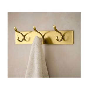 Porte-manteau mural en laiton massif martelé à 2 crochets pour chambre à coucher, idéal pour suspendre robes, serviettes et manteaux - Product Image 3