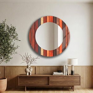 Wood Theme <b>Round</b> Handmade Bone Inlay Wall <b>Mirror</b> <b>Extra</b> <b>Large</b> Modern Living Room Entryway Hallway Bathroom Decor REHMAN CRAFT - Product Image 6