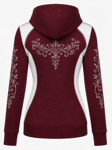 Sweat à capuche décontracté pour femme en coton 100% avec strass bleus, logo frontal et imprimé printemps-automne - Product Image 2