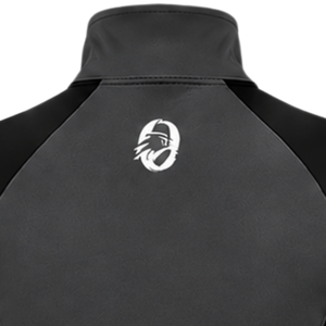 Haut de sport athlétique pour femme à col zippé, gris et noir, à manches longues, ajusté, pour l'entraînement, avec trou pour le pouce, haute performance - Product Image 5