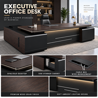 Bureau de direction de luxe sur mesure pour PDG et managers avec armoire latérale pour mobilier de bureau moderne