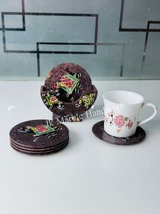 High Quality Religious Design Marble <b>Coaster</b> Set Handmade Polished Durable Home Decor Circular Pattern - Product Image 6