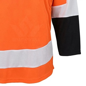 Maillot de hockey sur glace personnalisé orange uni, col en V, manches trois-quarts, impression sublimée sur le devant, respirant, 100% polyester, adulte unisexe - Product Image 5