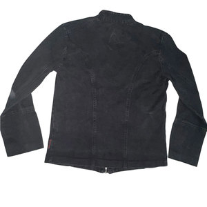 Veste en jean noir délavé pour femme, style gothique emo, punk rock, avec œillets métalliques et boucles, style uniforme - Product Image 4