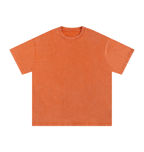 เสื้อยืดโอเวอร์ไซส์ผ้าฝ้ายฟอกทรงเทรนดี้ แฟชั่นสตรีทแวร์ ยูนิเซ็กส์ แขนสั้นทรงหลวม - Product Image 5