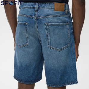 กางเกงยีนส์ขาสั้นผู้ชายคุณภาพสูงสำหรับฤดูร้อน ทรงหลวม สไตล์ลำลอง มีเข็มขัดและกระดุม ลุคเท่ๆ สำหรับหนุ่มๆ - Product Image 2