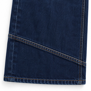 Jean en denim taille haute pour femme, coupe large, ourlet diagonal, indigo foncé, style Y2K, lavable, tailles XS-6XL - Product Image 4