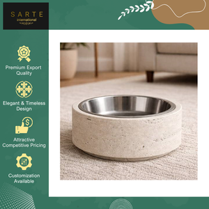 Exportador Indio Vende Elegantes y Ecológicos Comederos para Perros y Gatos de Piedra Natural Tallada, No Tóxica, Comederos de Travertino para Mascotas, Uso en Interiores, Modernos - Product Image 2