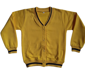 Cardigan jaune à manches longues avec logo personnalisé, uniforme scolaire unisexe pour les élèves de maternelle, tissu tricoté - Product Image 4