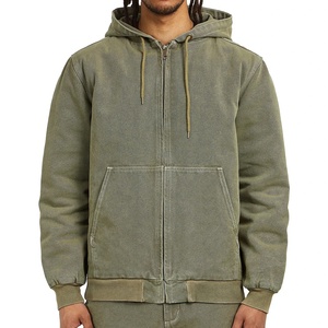 Custom Wash Heavy <b>Canvas</b> <b>Work</b> <b>Jacket</b> With Lined Vintage Worker Hooded <b>Jacket</b> Zip up Acid Wash <b>Work</b> <b>Jacket</b> - Product Image 4
