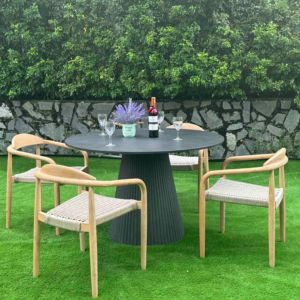 Mesa de Centro Redonda de Hormigón de Diseño Moderno para Sala de Estar, Dormitorio, Apartamento, Hotel, Jardín, Duradera y Fácil de Limpiar - Product Image 1