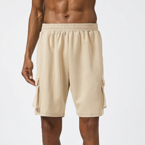 Shorts cargo gris uni pour homme, taille élastique, taille mi-haute, respirant, en coton, décontracté, avec poches latérales - Product Image 5