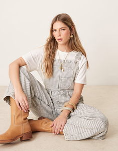 Salopette en jean pour femme de style vintage, bretelles réglables, coupe ajustée, douce et confortable, tenue décontractée streetwear - Product Image 3