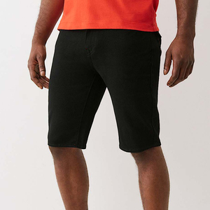 Men's Solid Color Cotton Bermuda Shorts Mid Waist Button Fly Casual Style <b>Black</b> Breathable Woven Fabric - Product Image 3