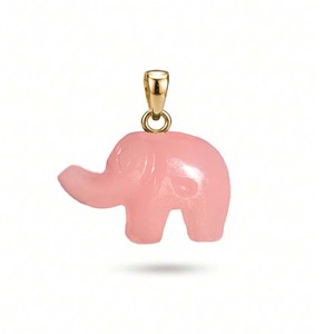 Natural Rose Quartz Elephant Pendant Rose Gold Plated Hand Carved Pink Gemstone <b>Animal</b> Charm Healing <b>Crystal</b> Totem Jewelry - Product Image 2