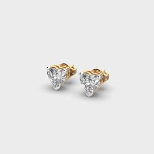 Heart Cut Lab Grown Diamond Stud <b>Earrings</b> 14K Gold Plated 925 <b>Silver</b> Luxury Jewelry for Women <b>Wedding</b> Party - Product Image 2