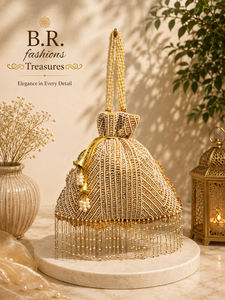 B.R. Pochette de soirée tendance en PU perlée avec fermeture à rabat et pompon en perles, idéale pour les fêtes, capacité jusqu'à 1L - Product Image 2